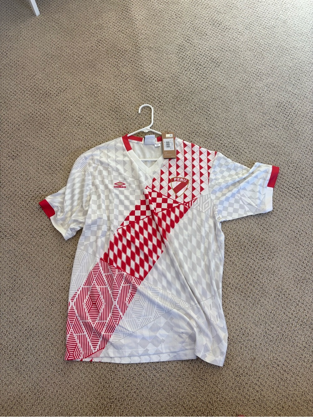 Umbro Peru White & Red Soccer Jersey